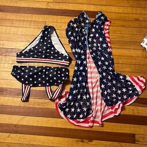Patriotic Swim suit with cover up